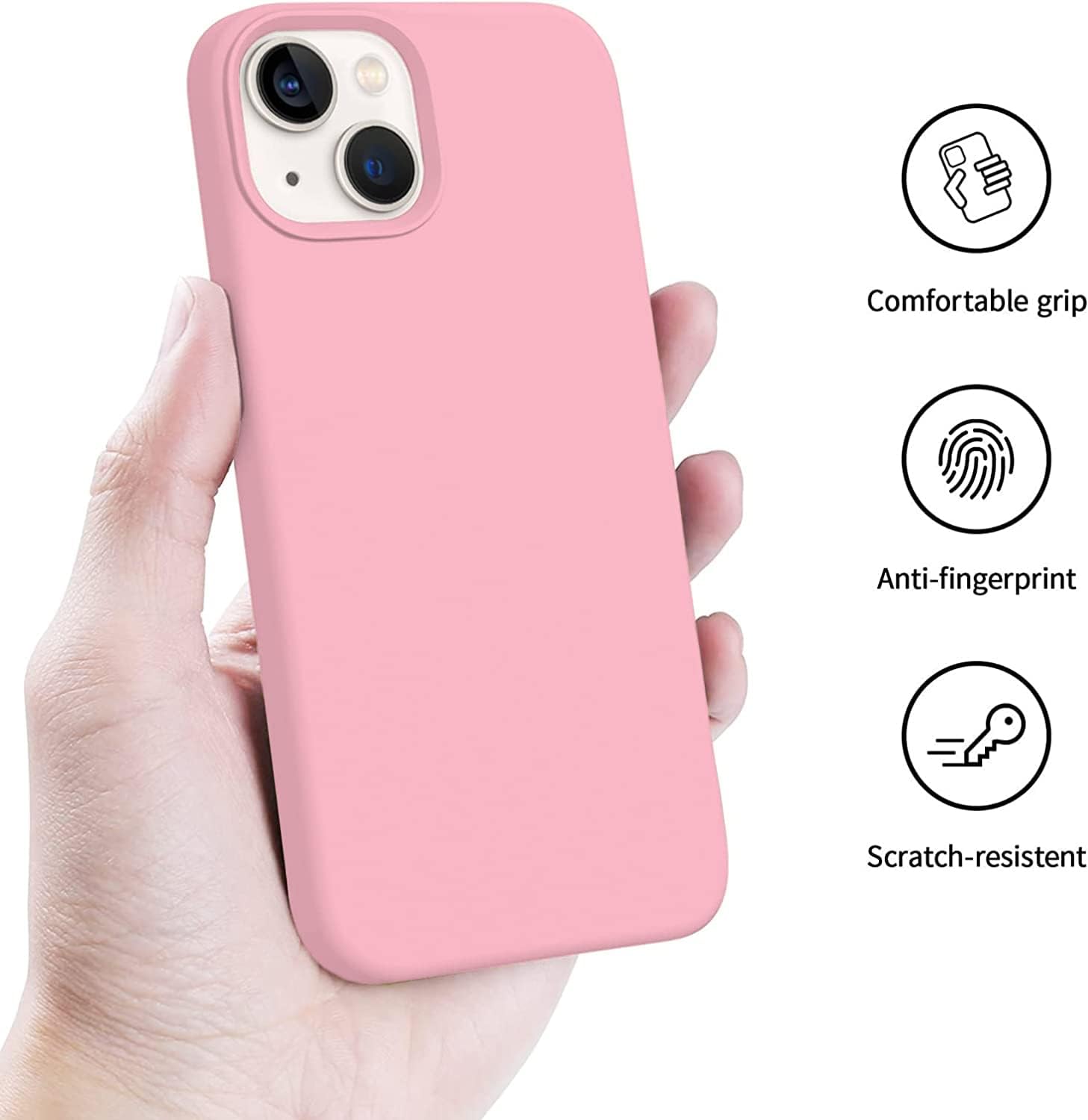 Protect Microfiber Candy Case Compatible for iPhone 13 Shockproof Slim Back Cover Liquid Silicone Case