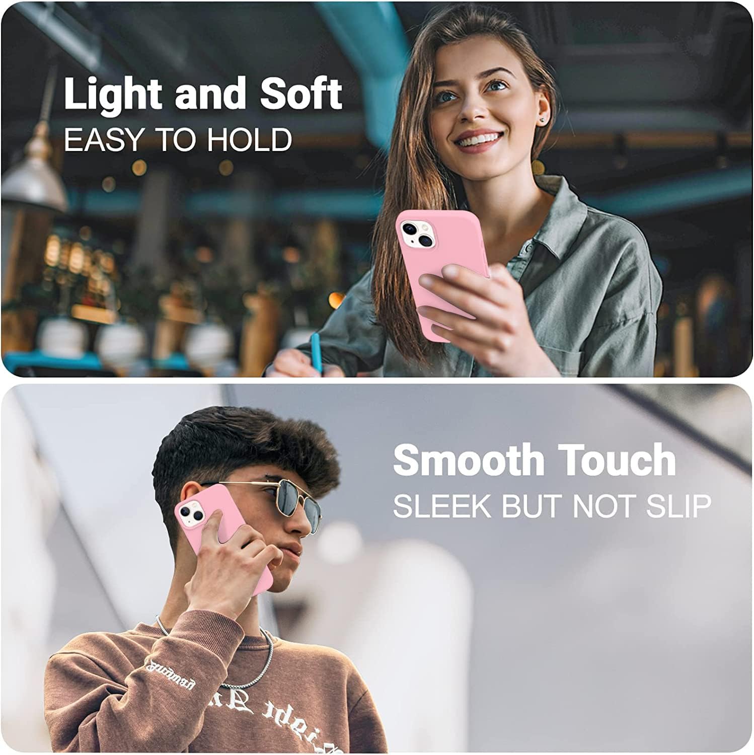 Protect Microfiber Candy Case Compatible for iPhone 13 Shockproof Slim Back Cover Liquid Silicone Case