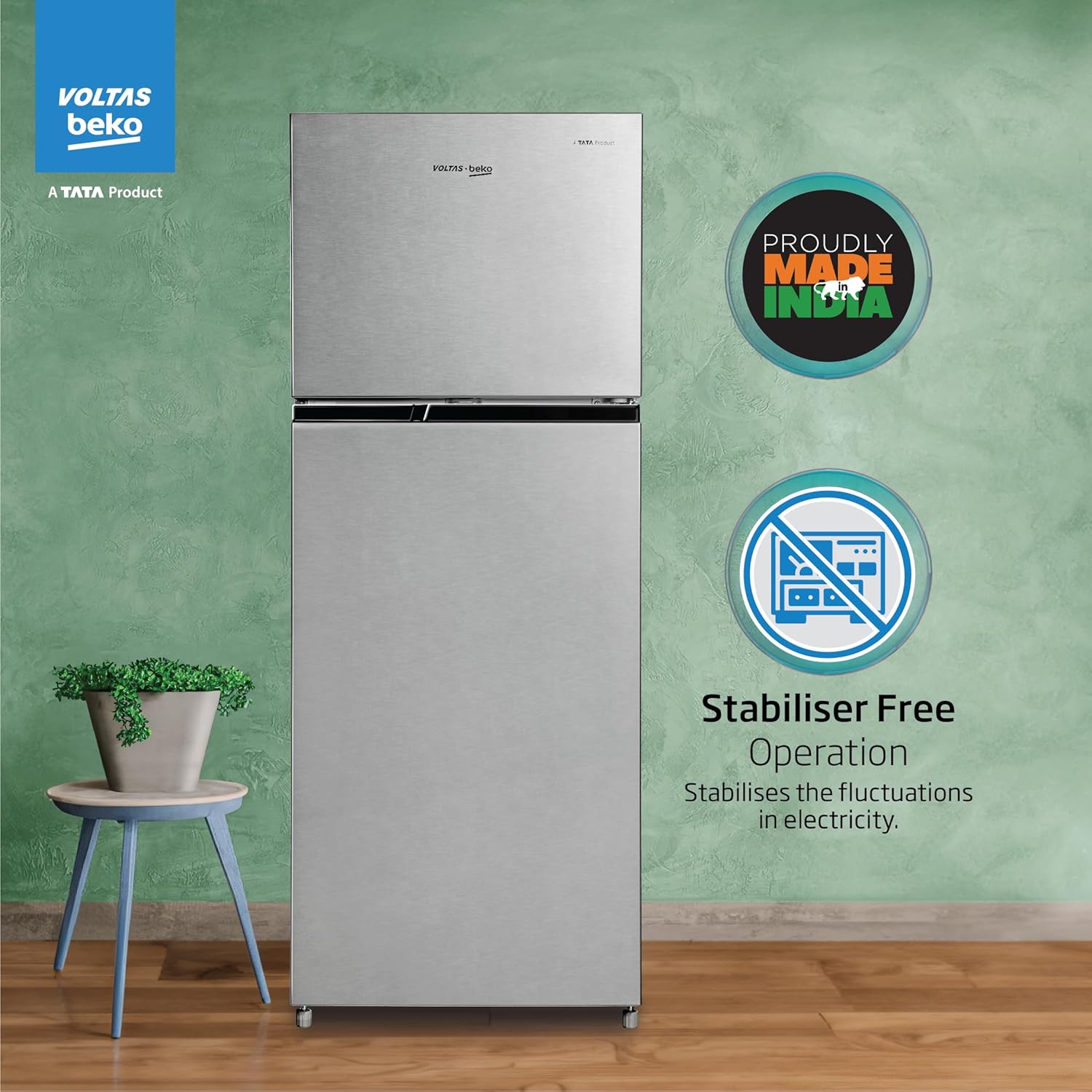 Voltas Beko, A Tata Product 228 L, 2-Star Made in India Double Door Frost Free Refrigerator