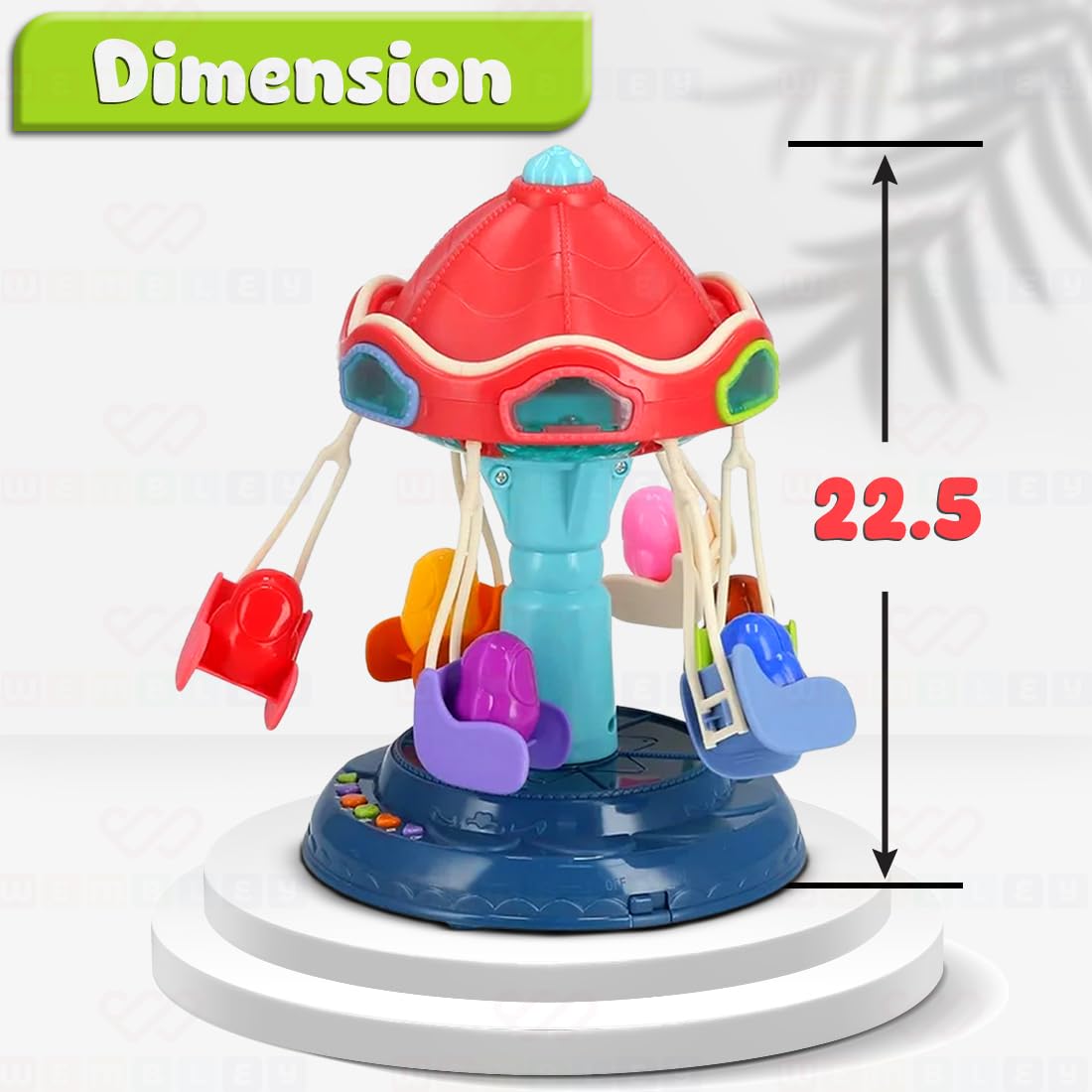 Wembley Merry Go Round Amusement Park Toy DIY Rotating Swing Carnival Ride with LED Lights & Music for Kids Toddlers Baby