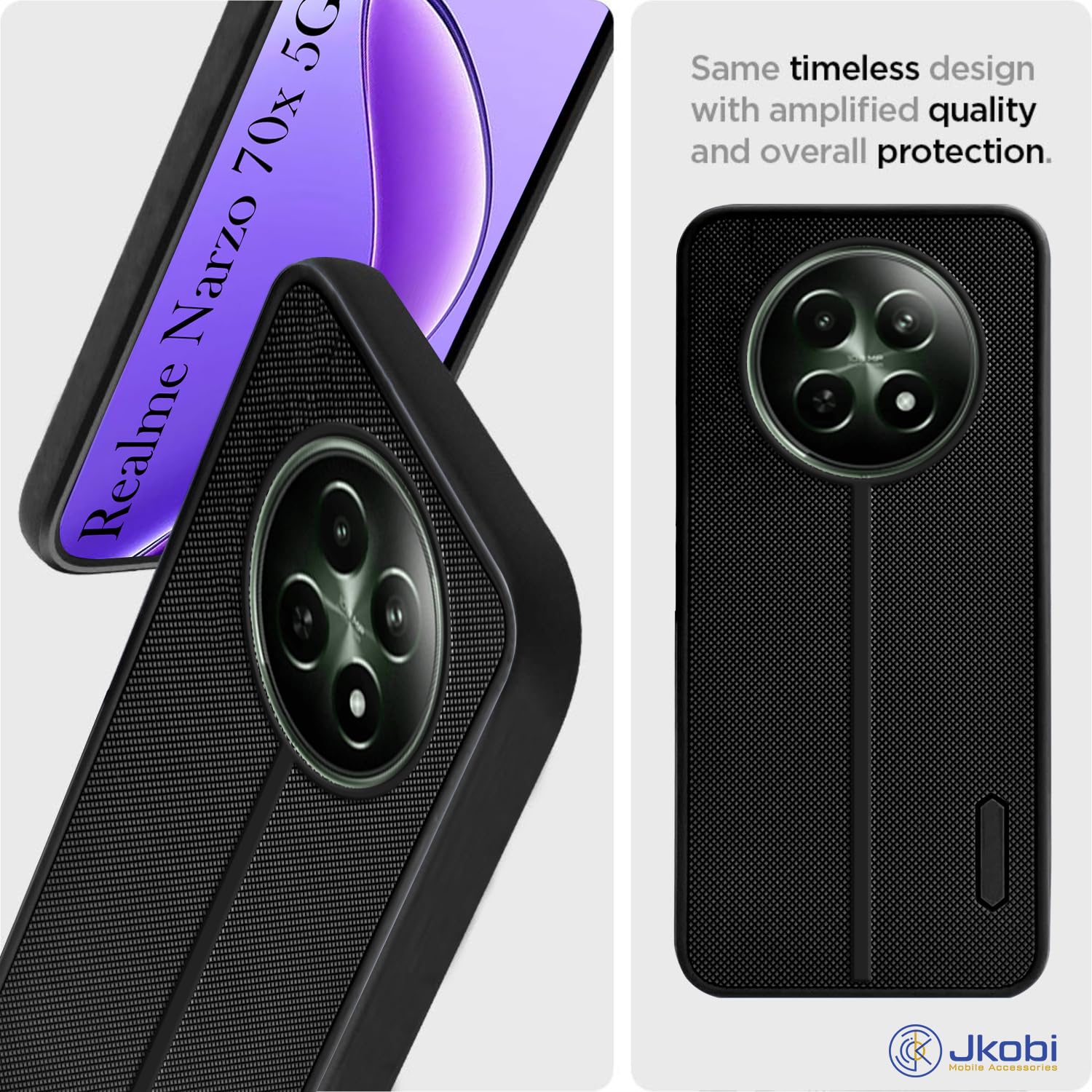 Protect Back Cover Case for Realme Narzo 70x 5G (Textured Grip Design | Camera Protection | Slim and Light Weight | Soft Touch and Feel