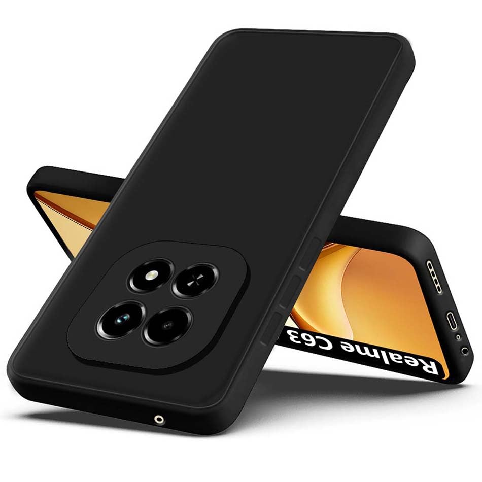 Protect Back Cover for Realme C63 5G | Matte Soft Silicon Flexible | Camera Bump Protection | All Side Shock Proof Rubberised Back Case
