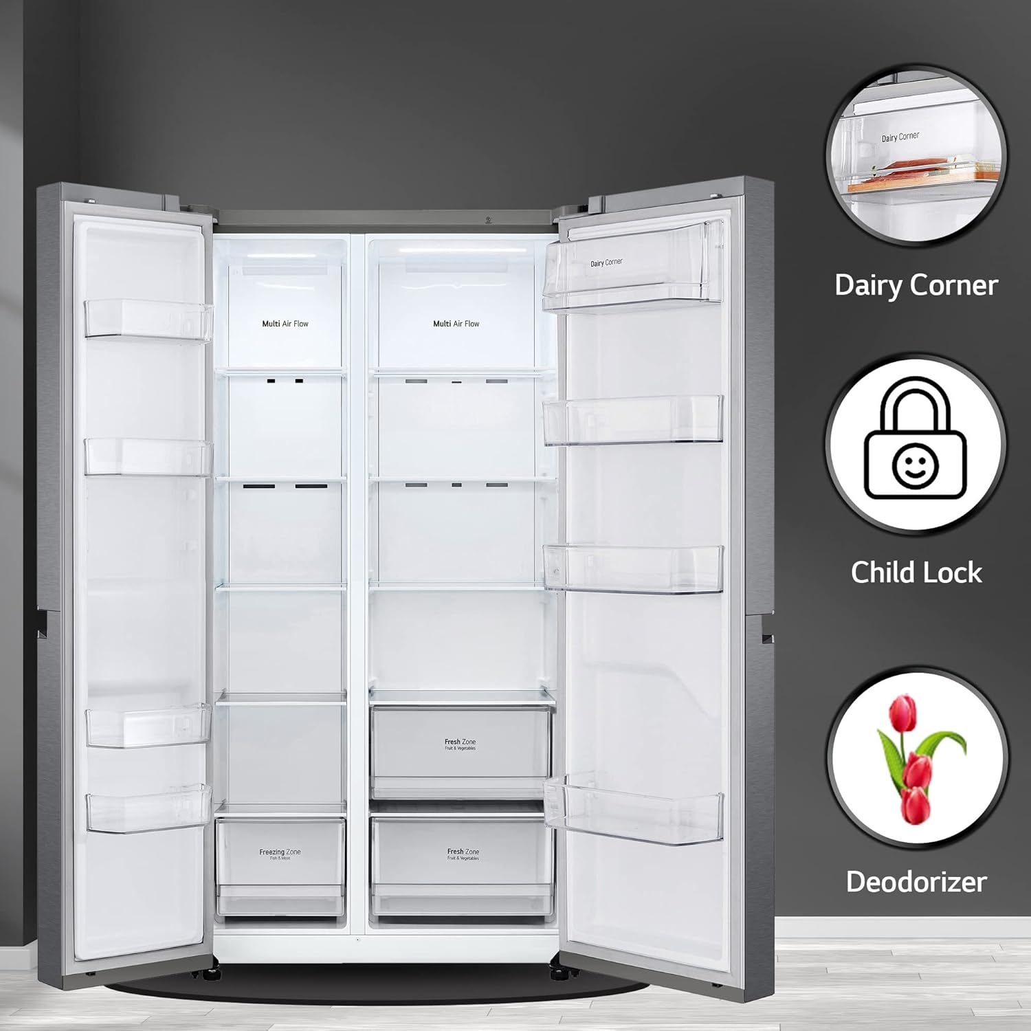 LG 688 L Frost-Free Smart Inverter Compressor Side-By-Side Refrigerator