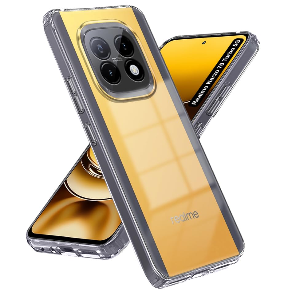 Protect Shockproof Crystar Clear Back Cover Case Cover for Realme Narzo 70 Turbo 5G | Transparent Back Cover