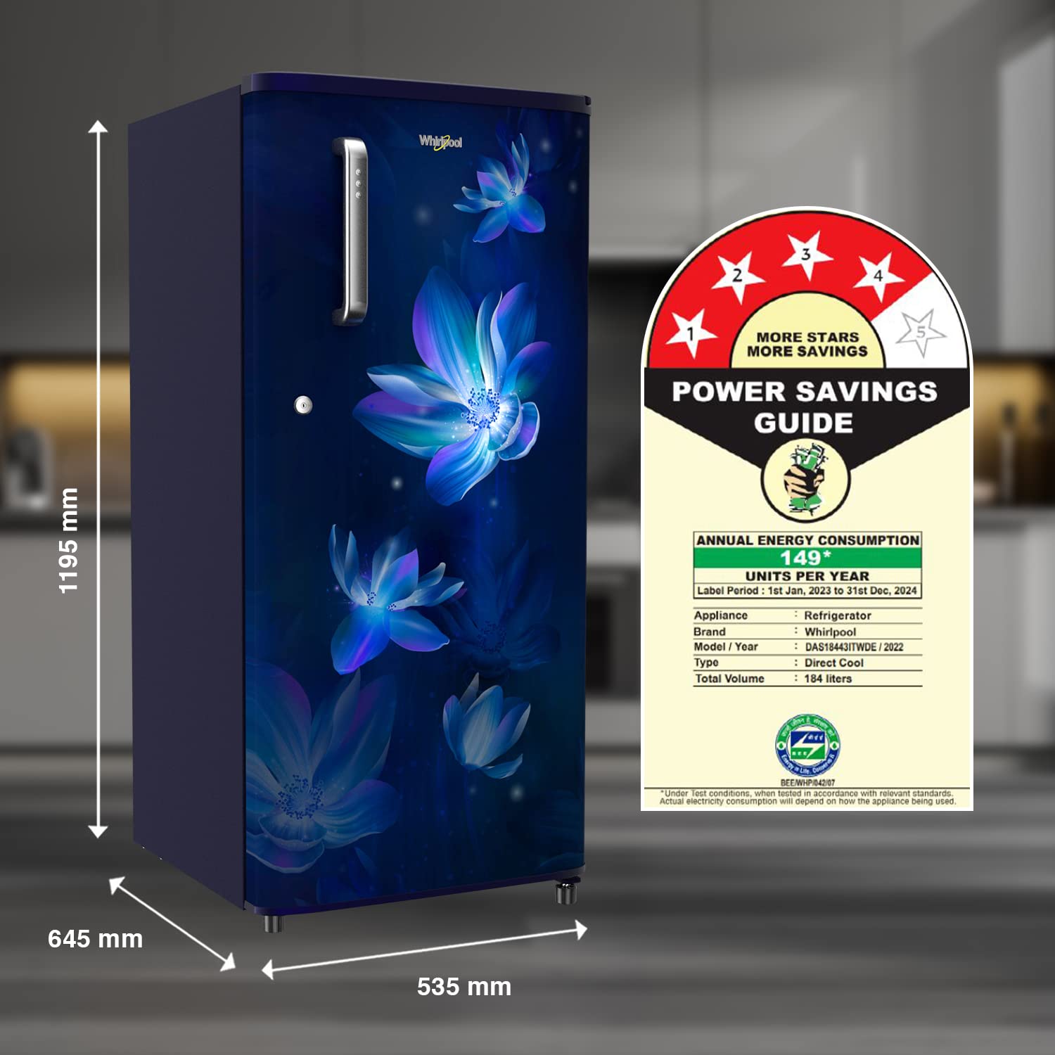 Whirlpool 184 L 4 Star Inverter Direct-Cool Single Door Refrigerator