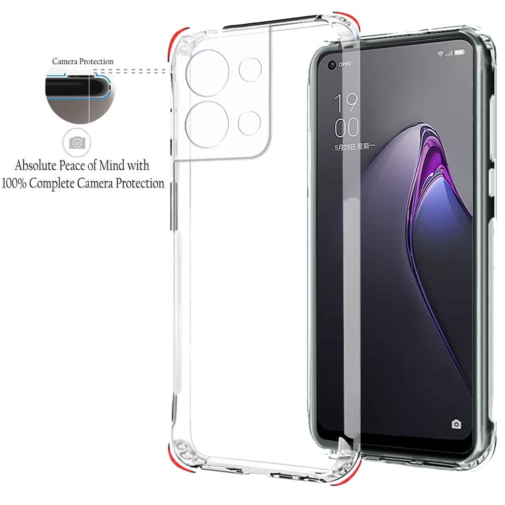 Protect Best Camera Protection Back Cover Case for Oppo Reno 8 5G | Ultra Clear Soft Case | Inbuilt Dust Plugs & Anti-Slip Grip | Slim & Protective Back Case for Oppo Reno 8