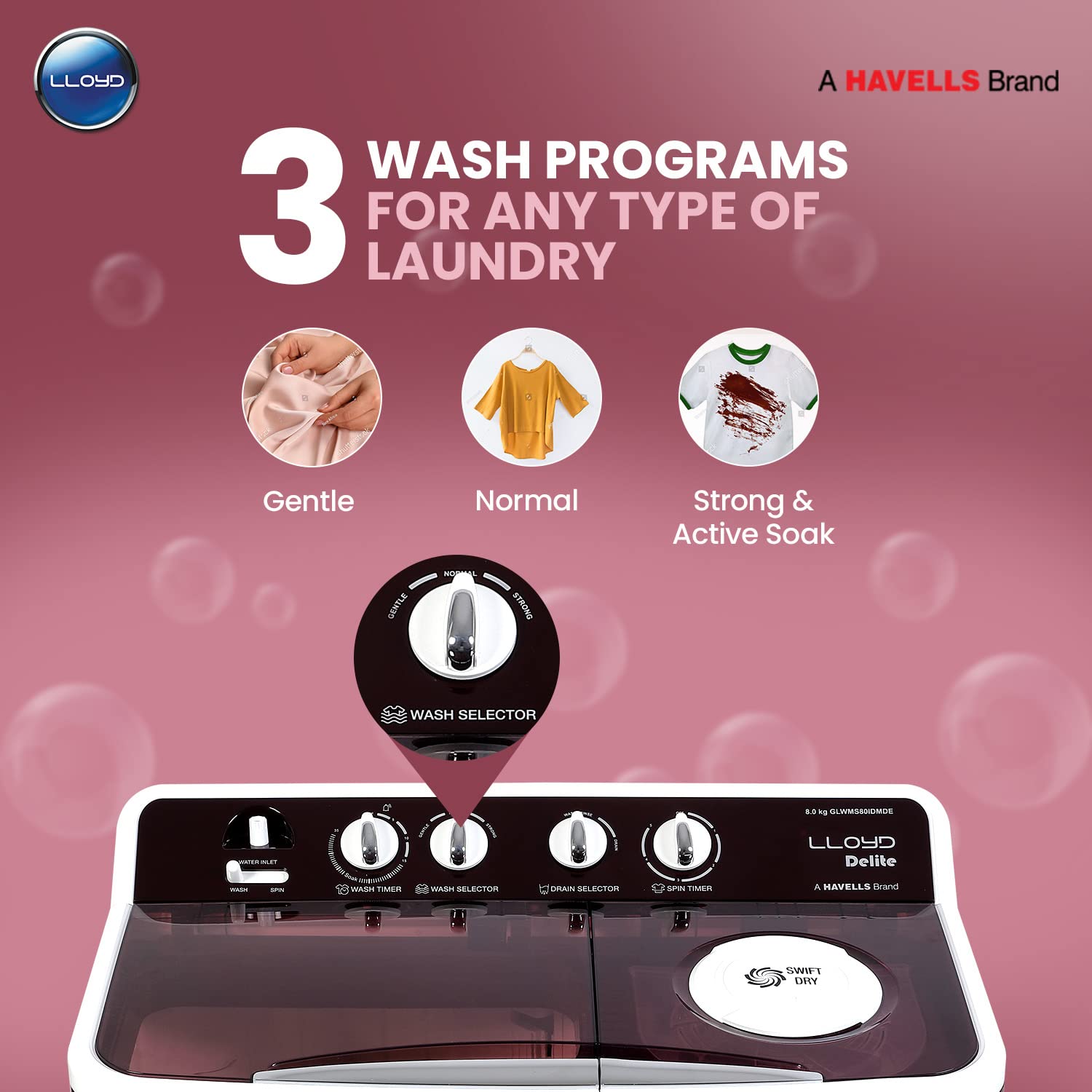 Havells-Lloyd 8.0 Kg Semi Automatic Top Load Washing Machine