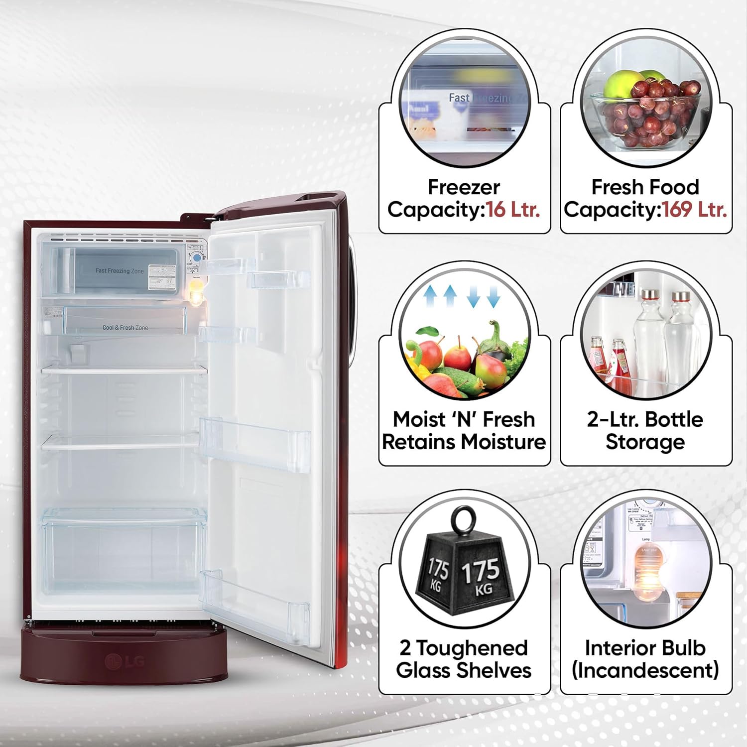 LG 185 L 5 Star Inverter Direct-Cool Single Door Refrigerator