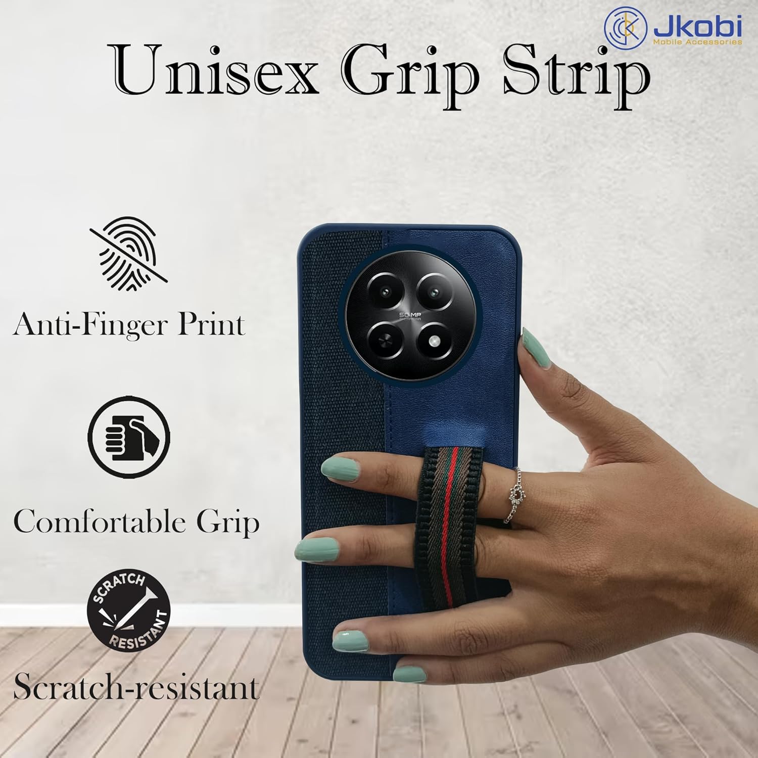 Protect Back Cover Case for Realme Narzo 70x 5G (Professional PU Leather | Strip Chain Holder Socket )