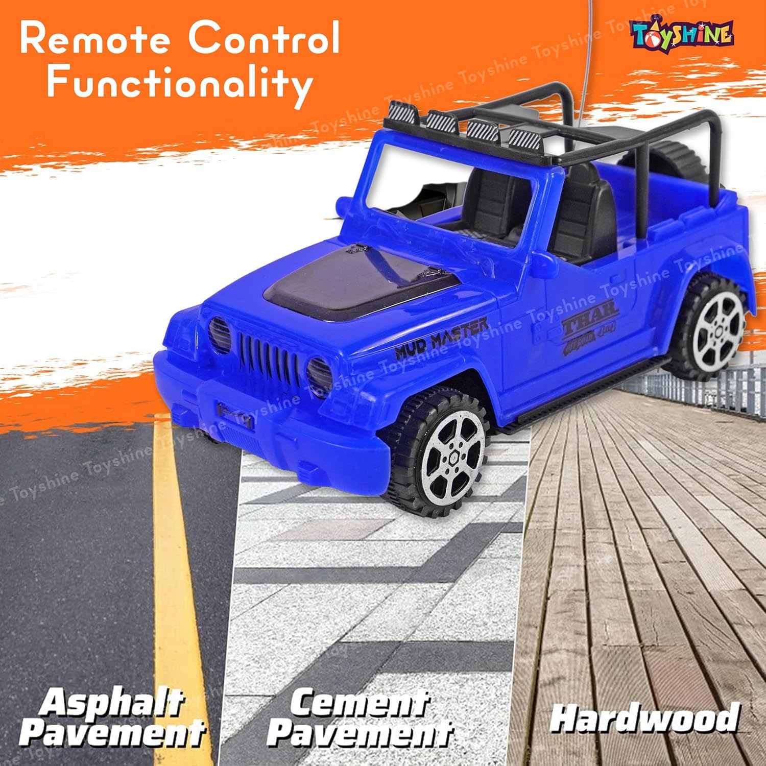 Toyshine 1:18 RC Scale Remote Control Rechargeable Wireless Toy Jeep with Lights