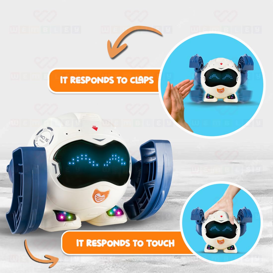 Wembley Tumbling Rolling Robot Toy for Kids Baby 2 3 4 5+ Clap to Dance Rotates