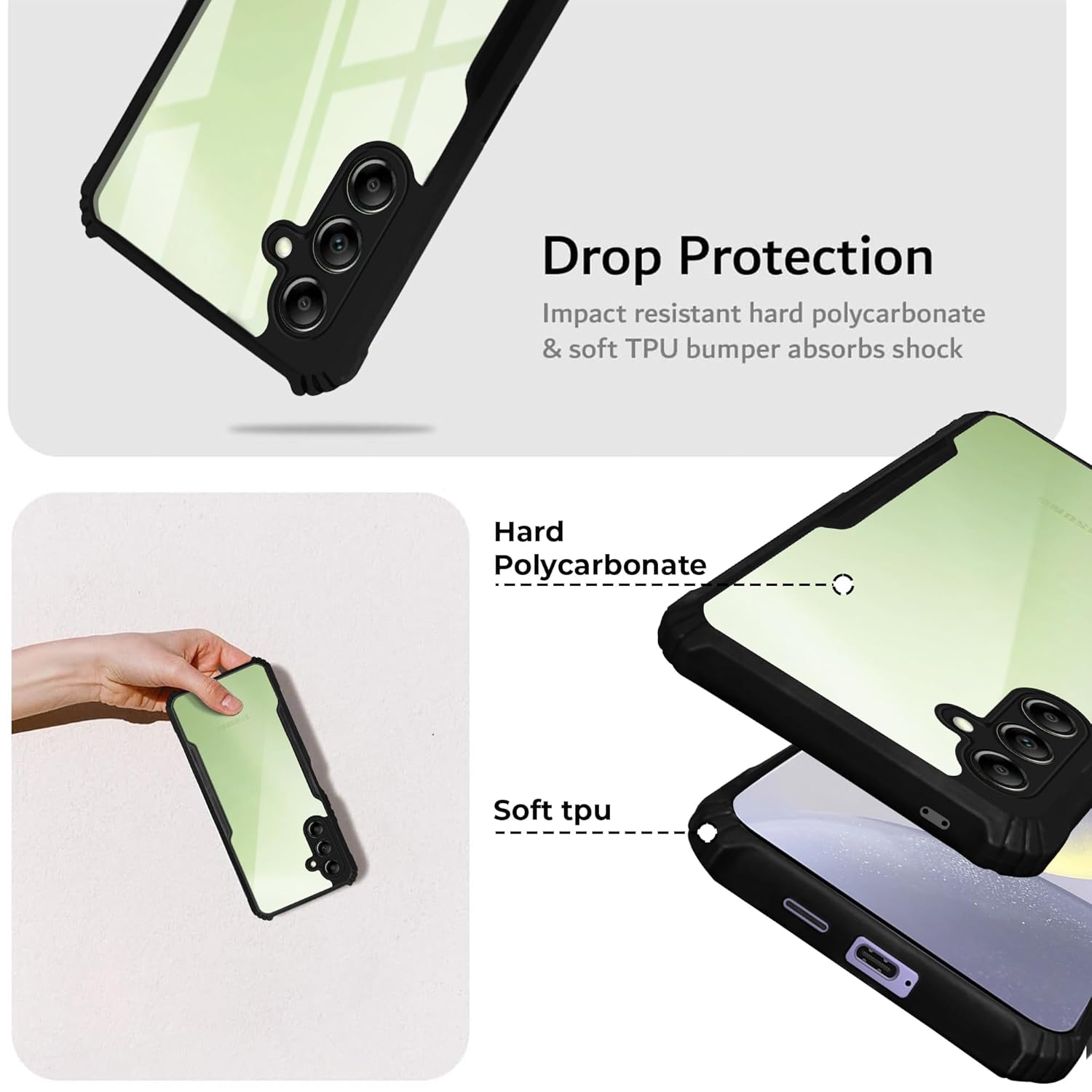Protect Case Back Cover Case for Samsung S24 Plus 5G | Flexible TPU Bumper Scratch Resistant Shockproof Protection | Camera Protection
