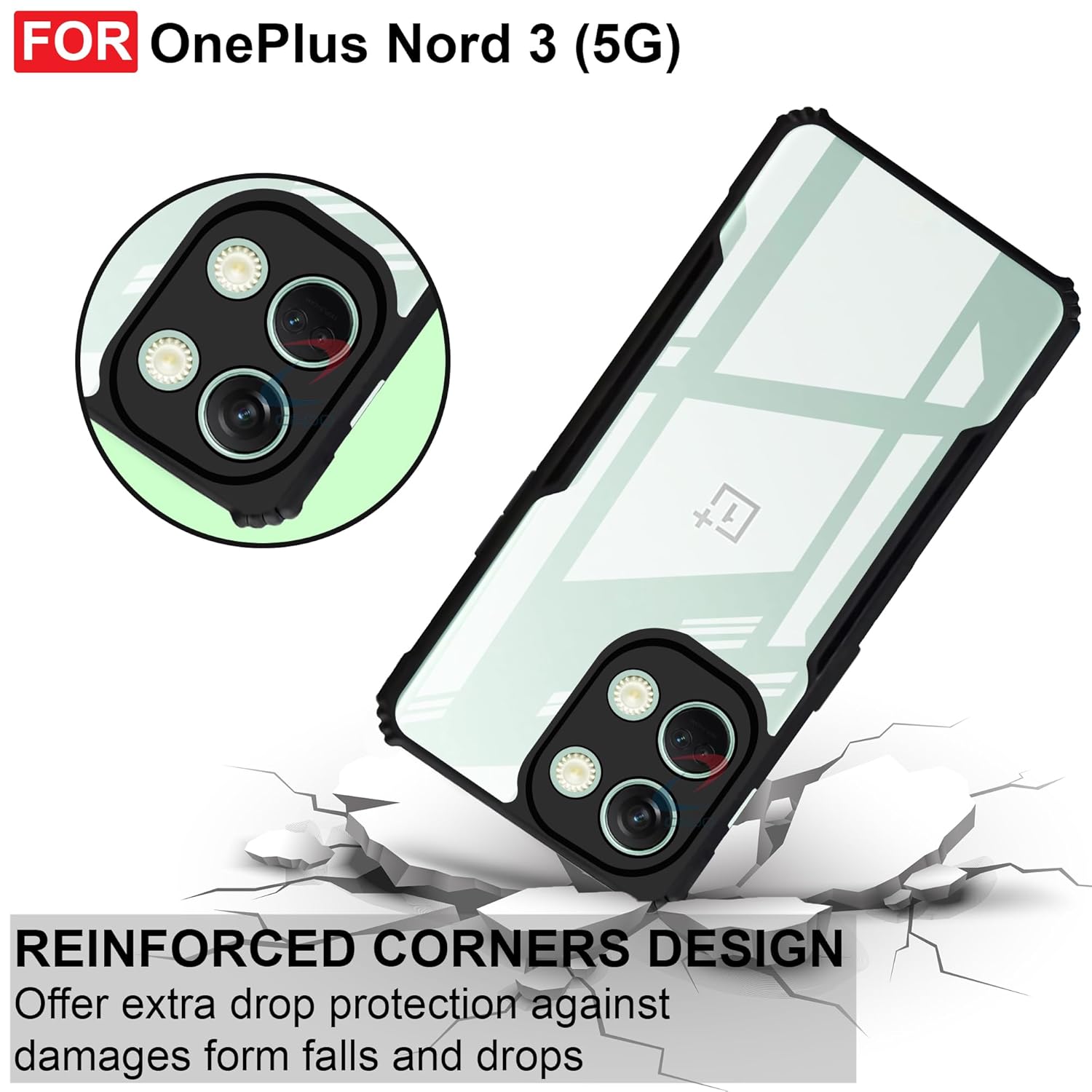 Protect OnePlus Nord 3 (5G) Back Case Cover | Camera Protection Shockproof Bumper-Edge | Acrylic Crystal Clear 360 Degree Protection
