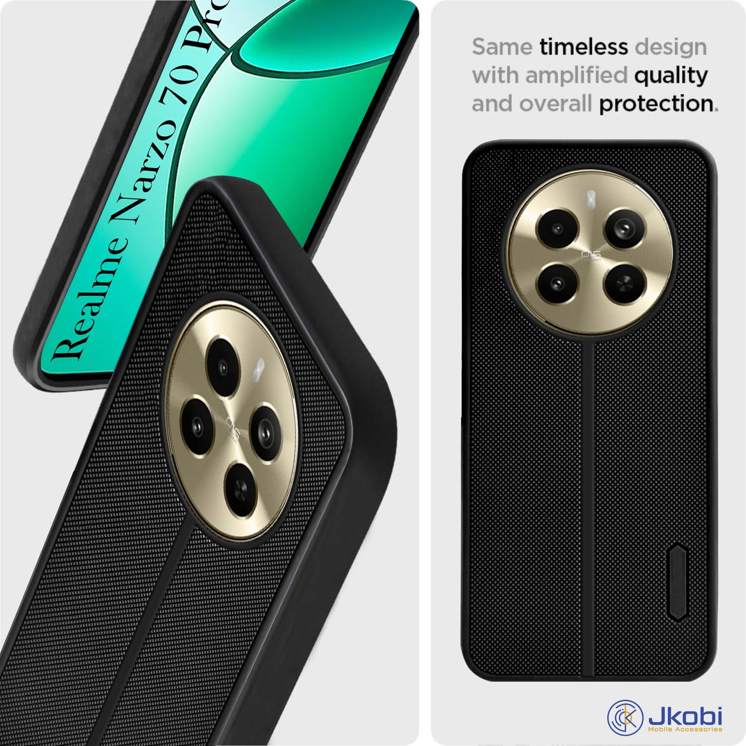 Protect Back Cover Case for Realme Narzo 70 Pro (Textured Grip Design | Camera Protection | Slim and Light Weight | Soft Touch and Feel