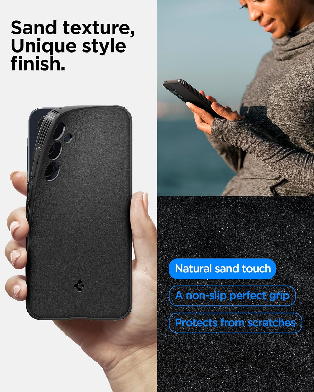 Spigen Essential Sand Blast Back Cover Case Compatible with Samsung Galaxy A35 5G (TPU | Matte Black)