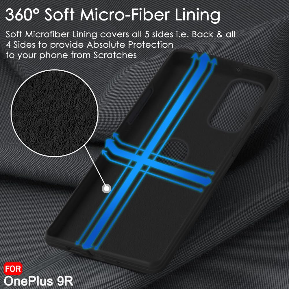 Protect Liquid Silicone Back Cover Case for OnePlus 9R 5G | Soft Micro-Fibre Lining Inside | Camera Protection Bump | Shockproof Back Cover