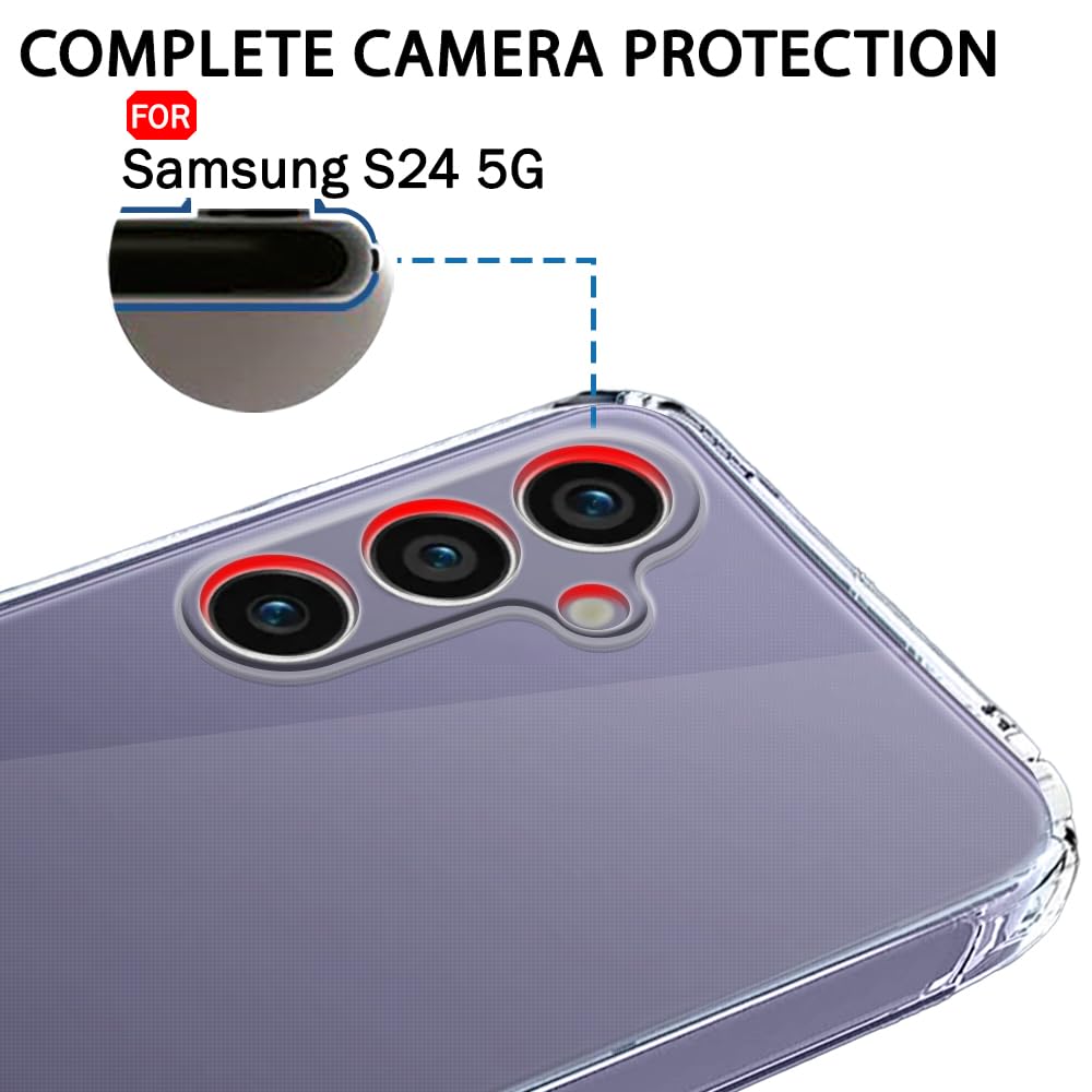 Protect Back Cover Soft Case for Samsung Galaxy S24 5G | Best Camera Protection | Inbuilt Dust Plugs & Anti-Slip Grip | Ultra Clear Slim Back Cover Case