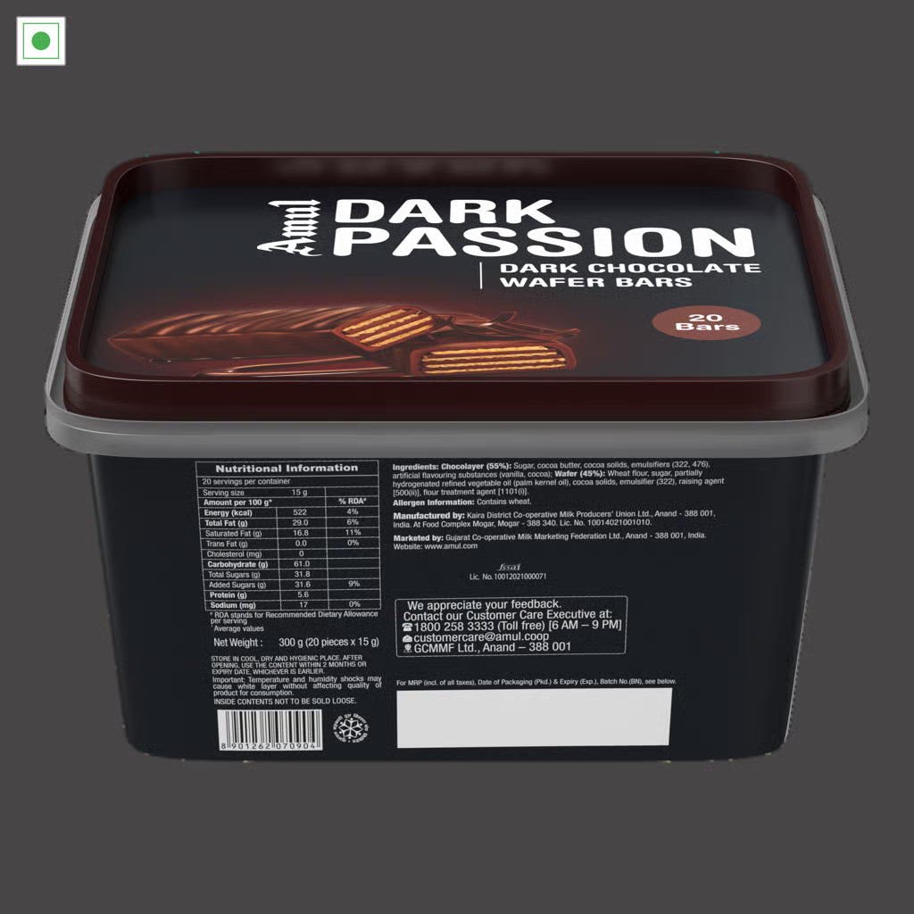 Amul Dark Passion Wafer Chocolate Tub, | 300gm Each | Pack of 2