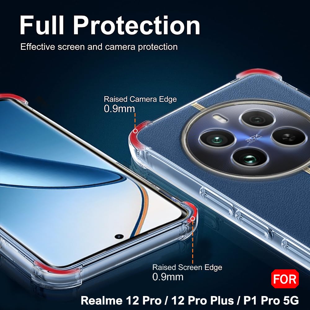 Protect Back Cover For Realme P1 Pro 5G | Shockproof Clear Soft TPU Case | Cushioned Edges Ultimate Protection For Realme 12 Pro Back Cover Case