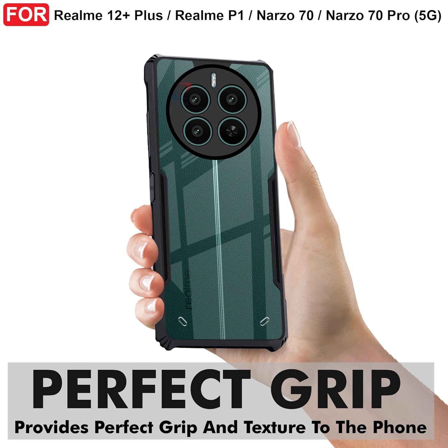 Protect Case for Realme P1 Back Case Cover | Camera Protection Shockproof | Acrylic Crystal Clear 360 Degree Protection