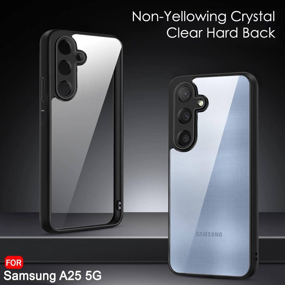 Protect Ultra-Hybrid Shockproof Sleek Armor Back Cover Case for Samsung Galaxy A25 5G | 360° Protection | Crystal Clear Hard Back Transparent Cover Case