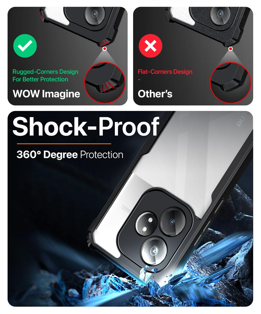 Protect Shock Proof Clear Protective Back Case for Realme GT 6T 5G | Realme GT 6 - AirEDGE Technology | 360 Degree Camera Protection | Transparent Hybrid Back Case Mobile Cover