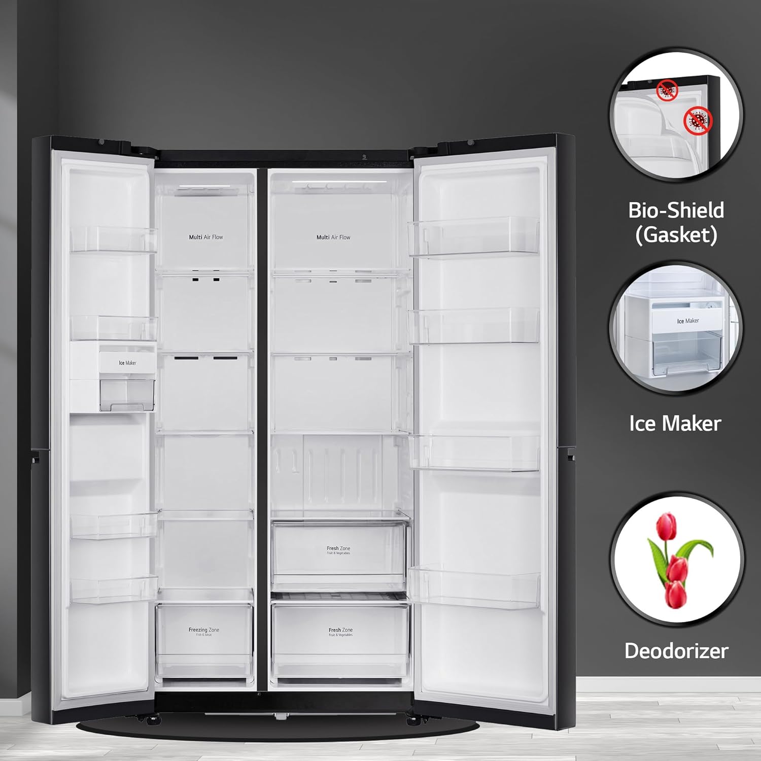 LG 655 L Frost Free Smart Inverter Double Door Side by Side Refrigerator