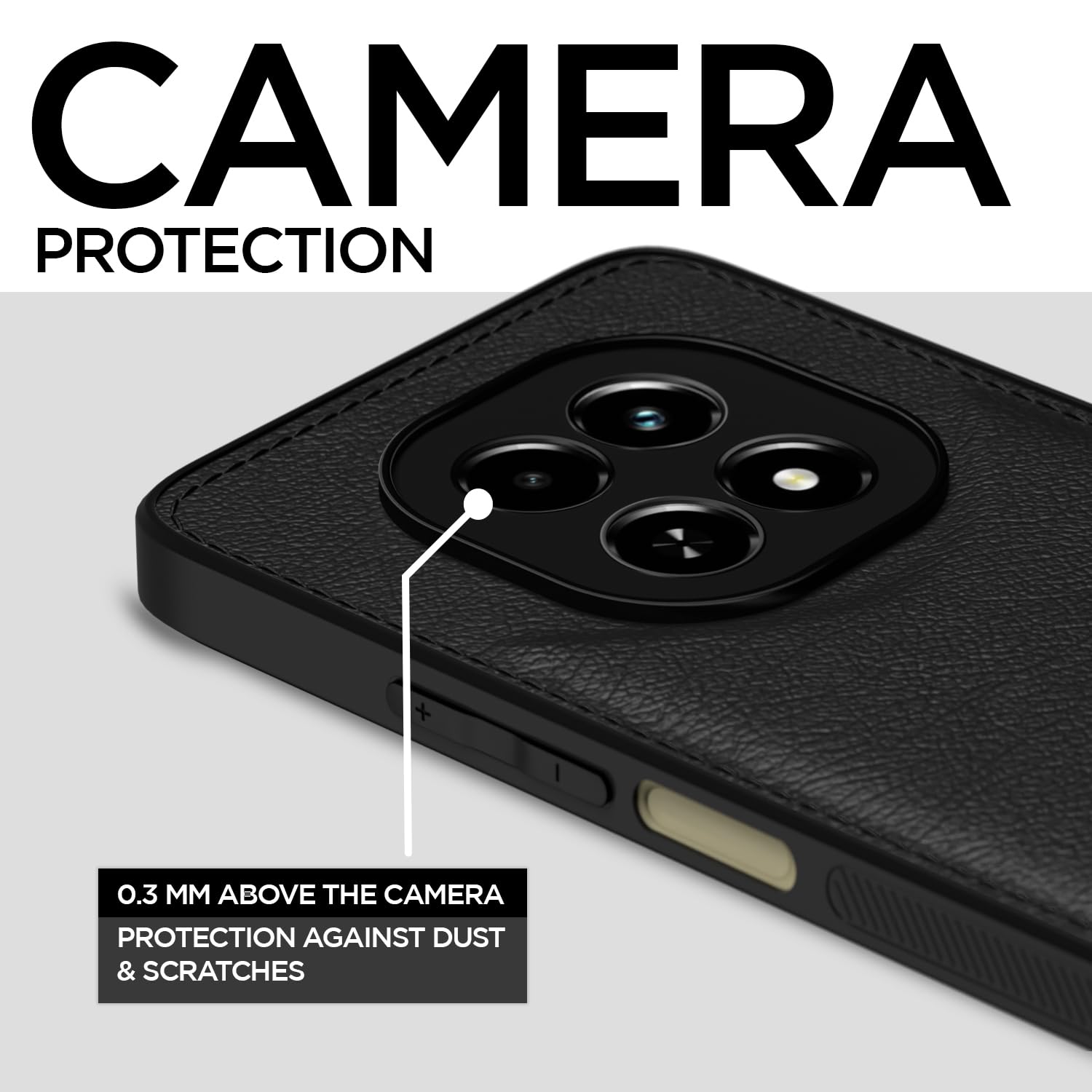 Protect Flexible Pu Leather | Full Camera Protection | Raised Edges | Super Soft-Touch | Bumper Case for Realme C63 5G