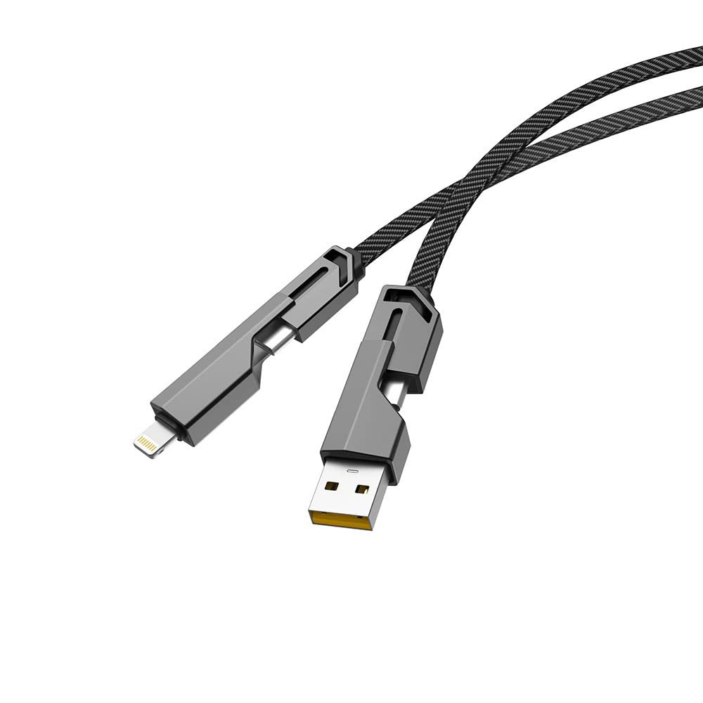 Stuffcool Quad Pro 4 in 1 Metal Flat Braided Indestructible Cable 1.5m 60W Data Cable
