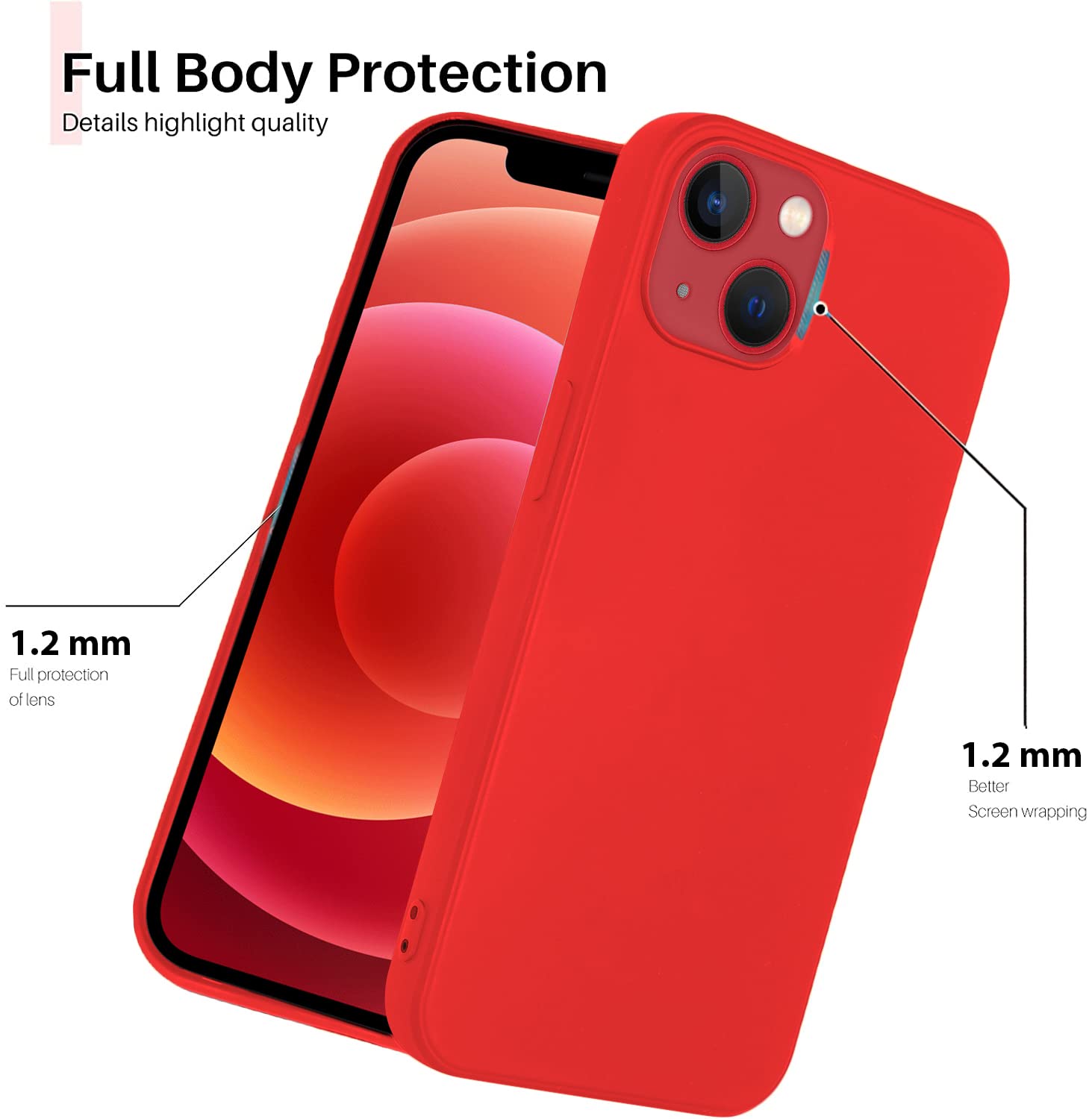 Protect Microfiber Candy Case Compatible for iPhone 13 Shockproof Slim Back Cover Liquid Silicone Case