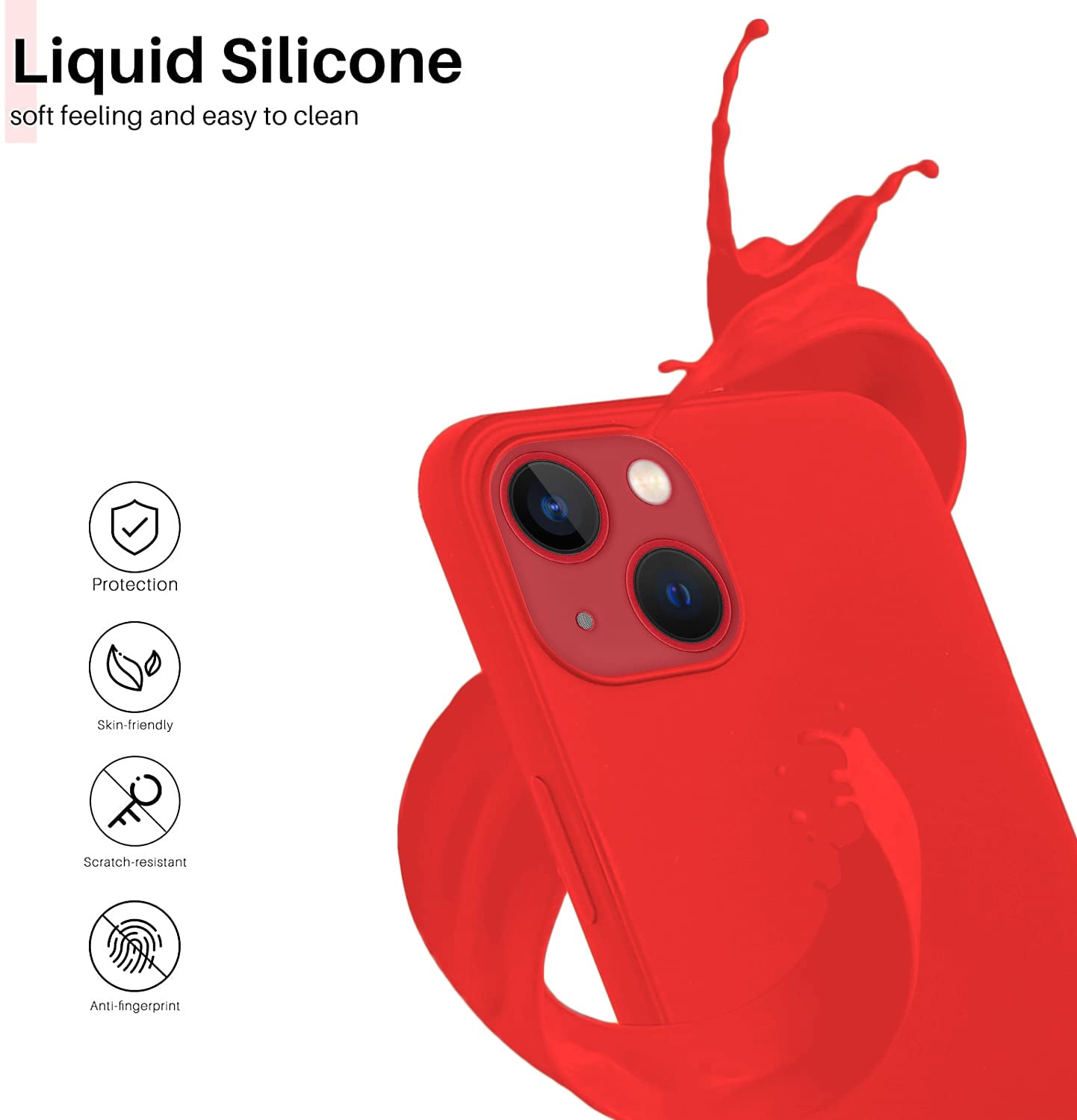 Protect Microfiber Candy Case Compatible for iPhone 13 Shockproof Slim Back Cover Liquid Silicone Case