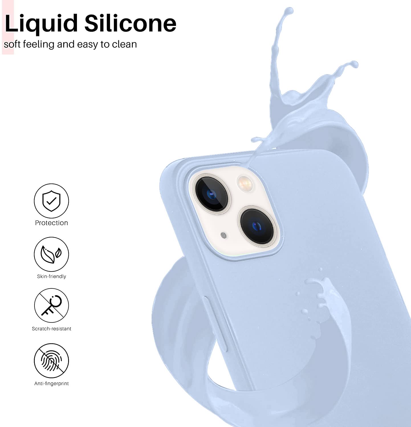 Protect Microfiber Candy Case Compatible for iPhone 13 Shockproof Slim Back Cover Liquid Silicone Case