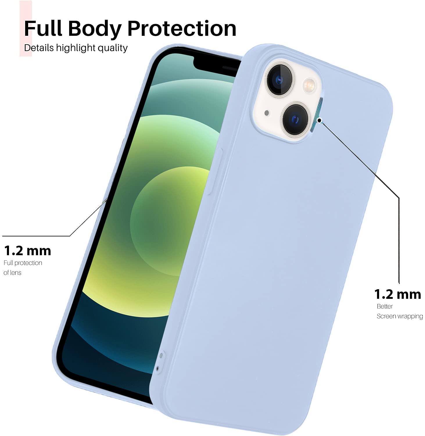 Protect Microfiber Candy Case Compatible for iPhone 13 Shockproof Slim Back Cover Liquid Silicone Case