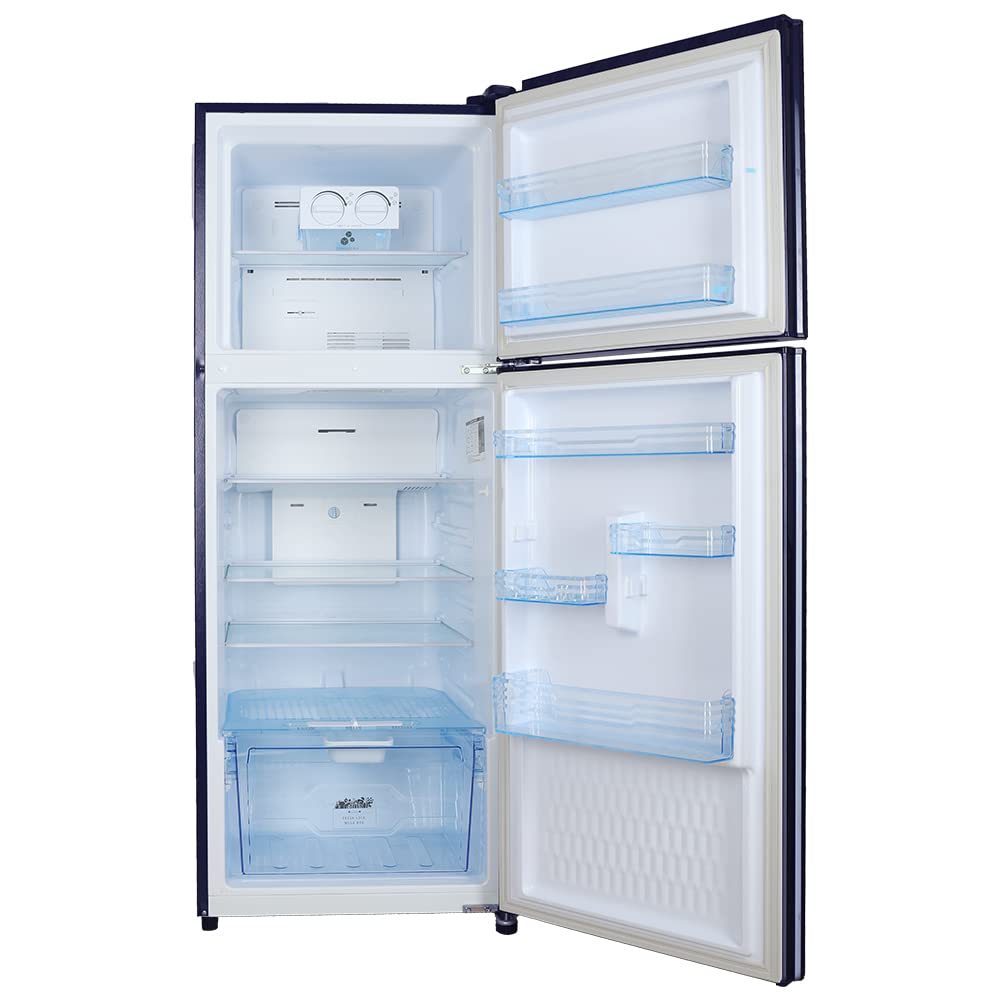 Lloyd Refrigerator 2 Star Automatic Double Door 310 L 2 Star Inverter Metallic Navy Toughened Glass