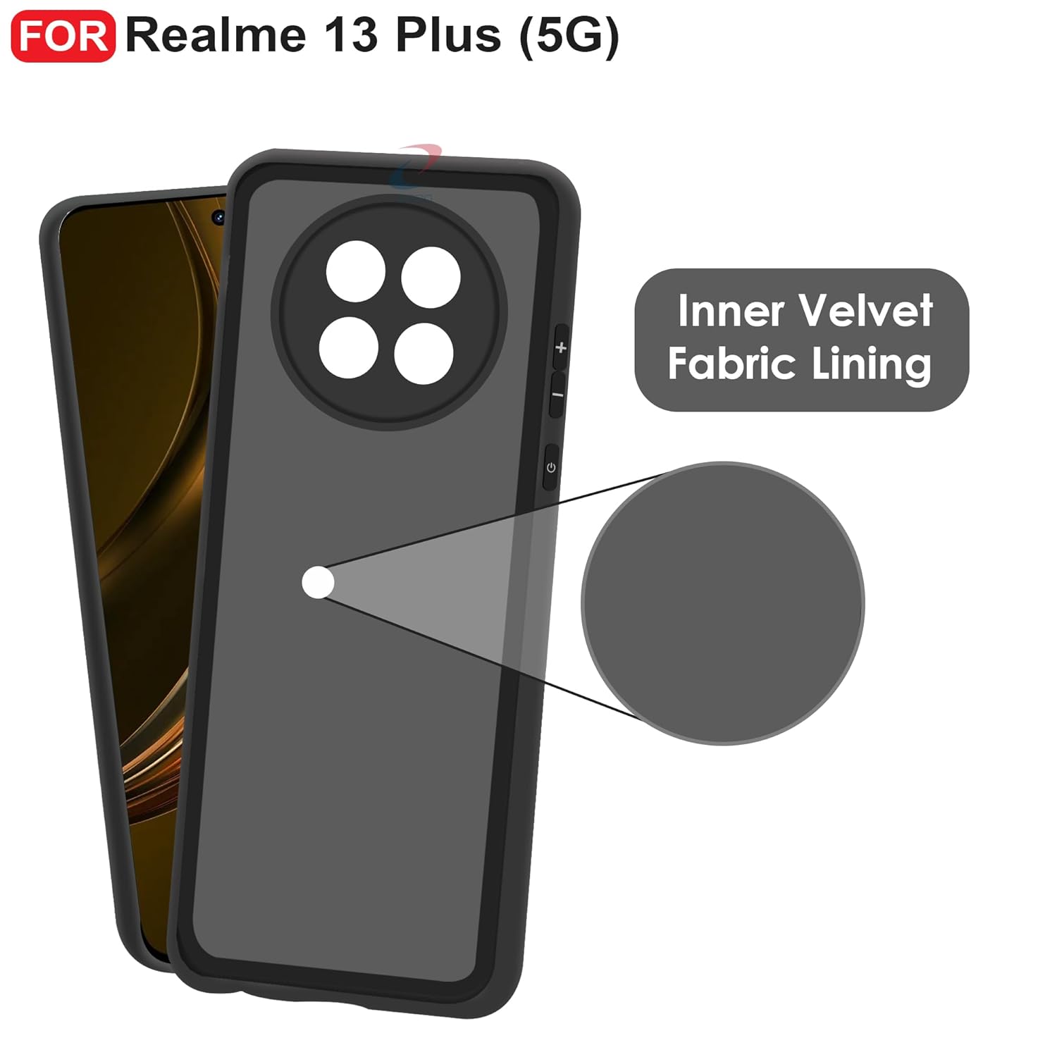 Protect Realme 13 Plus (5G) Back Cover | Camera Bump Protection & Inner Velvet Fabric Lining | Ultra Slim Matte Soft Rubberised Case Cover