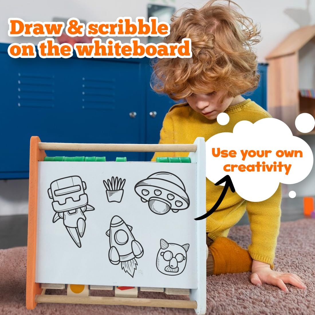 Wembley 5 in 1 Wooden Montessori Learning Educational Activity Toys for 1+ Year Old Baby Boy Girl | Learn Alphabet, Abacus, Writing Drawing,