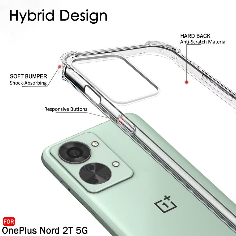 Protect Shockproof Clear Back Cover Case for OnePlus Nord 2T 5G | 360 Degree Protection | Hard Transparent Back Cover Case