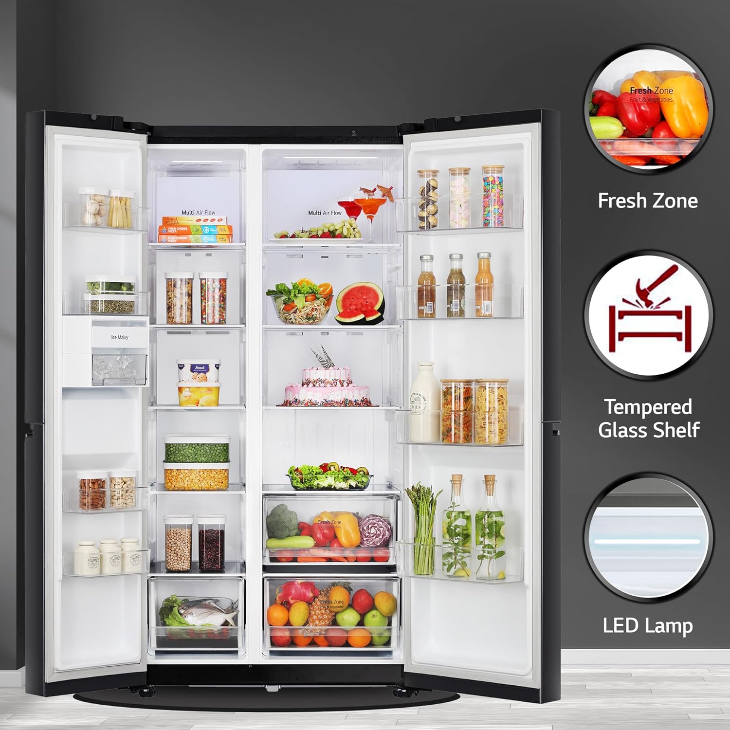 LG 655 L Frost Free Smart Inverter Double Door Side by Side Refrigerator