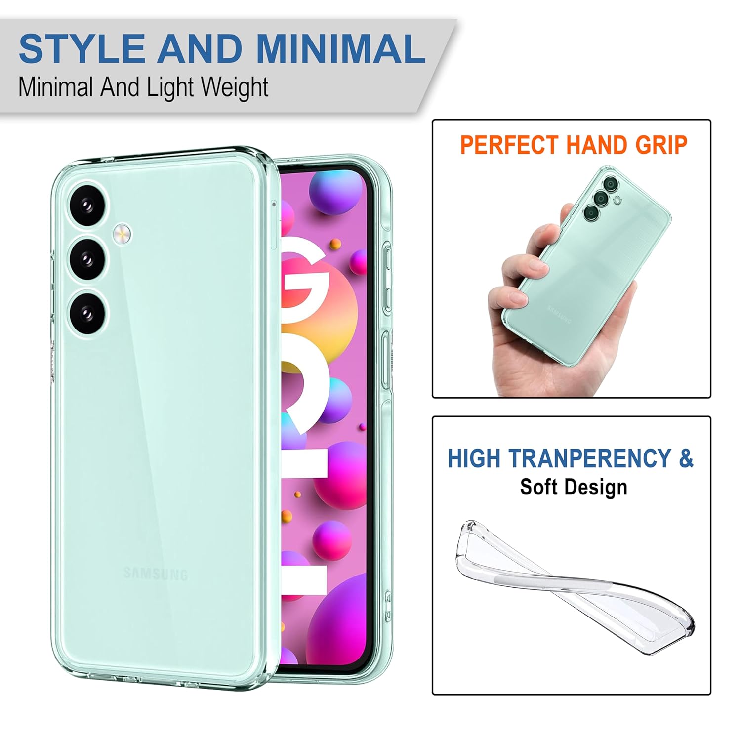 Protect Samsung Galaxy F15 (5G) Clear Case | Soft Flexible Slim-Fit | Full Body 360 Protection Shock Proof TPU Back Cover