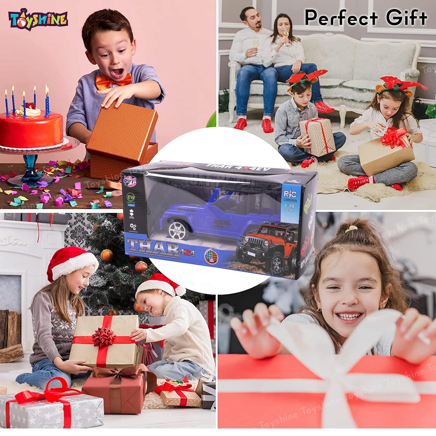 Toyshine 1:18 RC Scale Remote Control Rechargeable Wireless Toy Jeep with Lights
