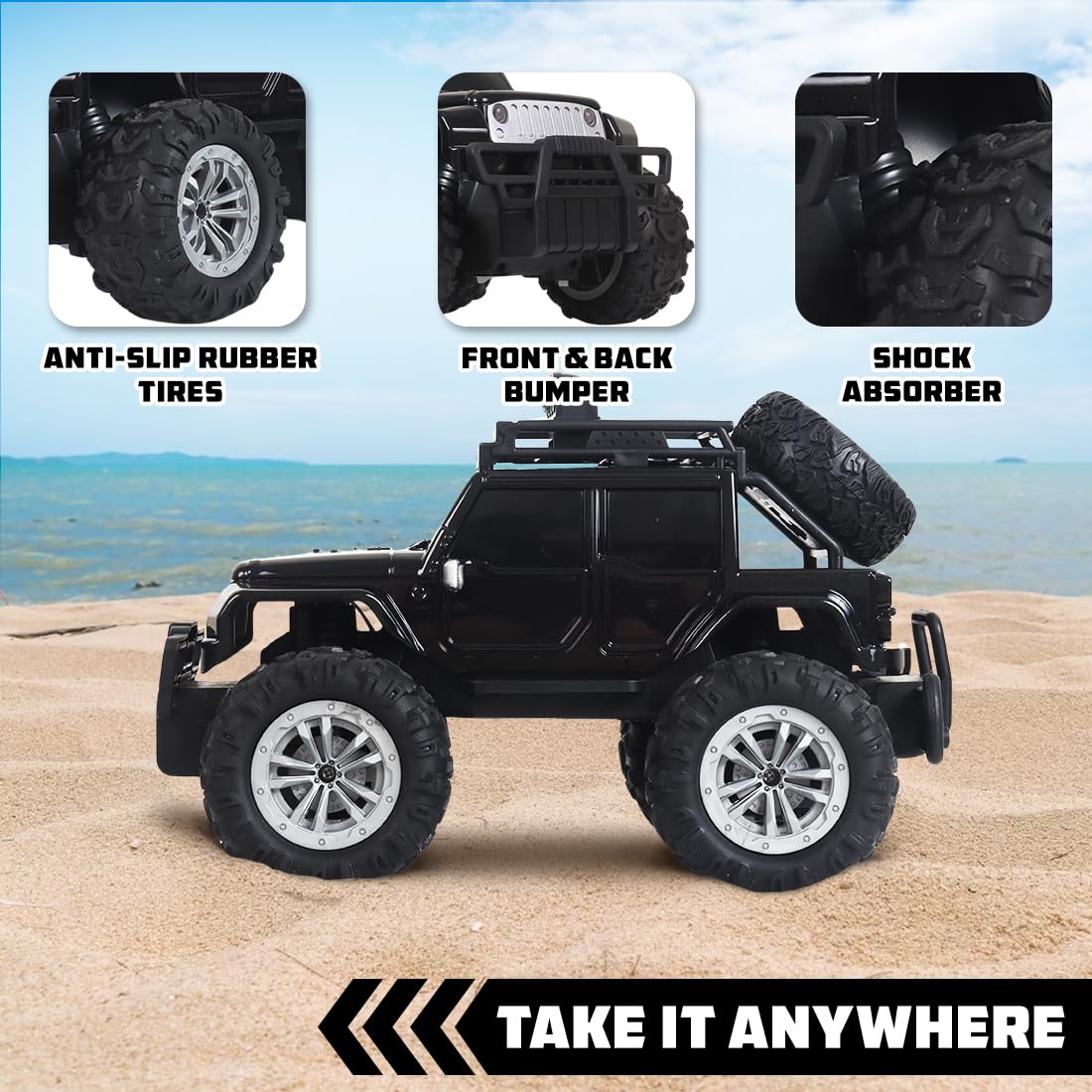 Wembley Monster Truck Remote Control Rc Car Offroad High Speed Racing Car For Kids With 2 Speed And 4 Headlight Modes