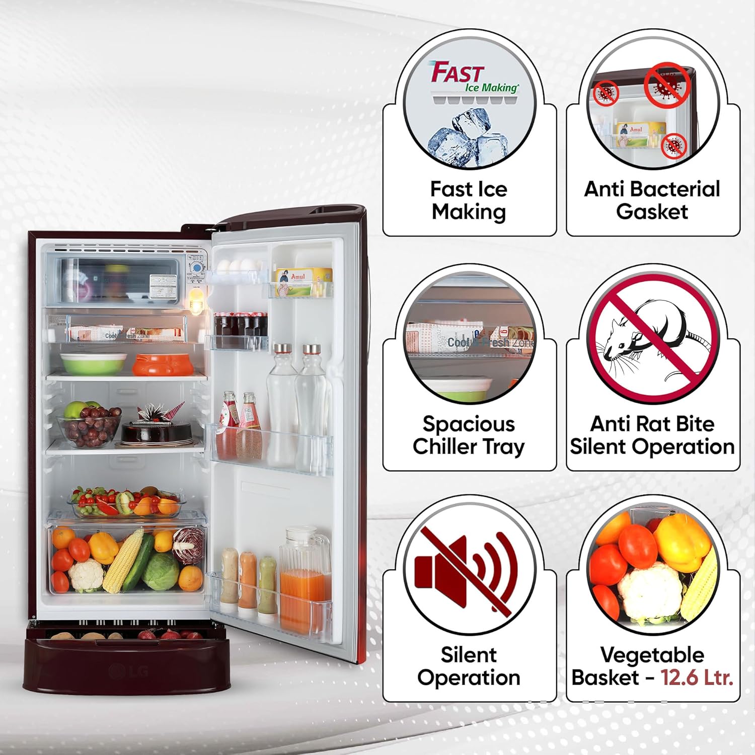 LG 185 L 5 Star Inverter Direct-Cool Single Door Refrigerator