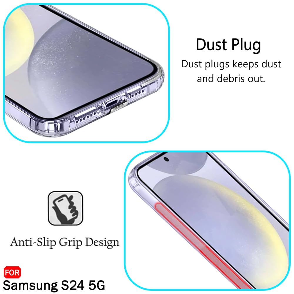 Protect Back Cover Soft Case for Samsung Galaxy S24 FE 5G | Best Camera Protection | Inbuilt Dust Plugs & Anti-Slip Grip | Ultra Clear Slim Back Cover Case