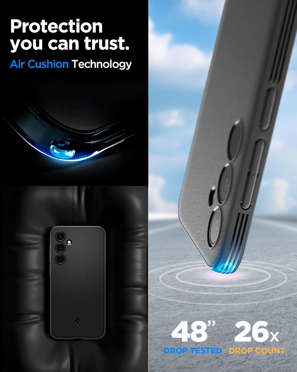 Spigen Essential Sand Blast Back Cover Case Compatible with Samsung Galaxy A35 5G (TPU | Matte Black)