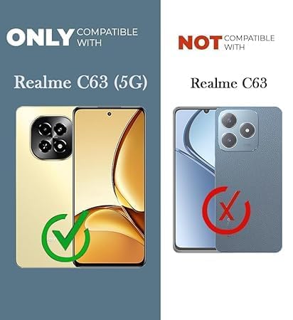 Protect Back Cover Case for Realme C63 5G (Shockproof with Polycarbonate Clear Panel | Professional Black)