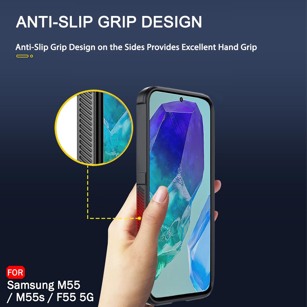Protect Liquid Silicon Back Cover Case for Samsung Galaxy M55 / M55s / F55 5G | Shockproof Military Grade Protection