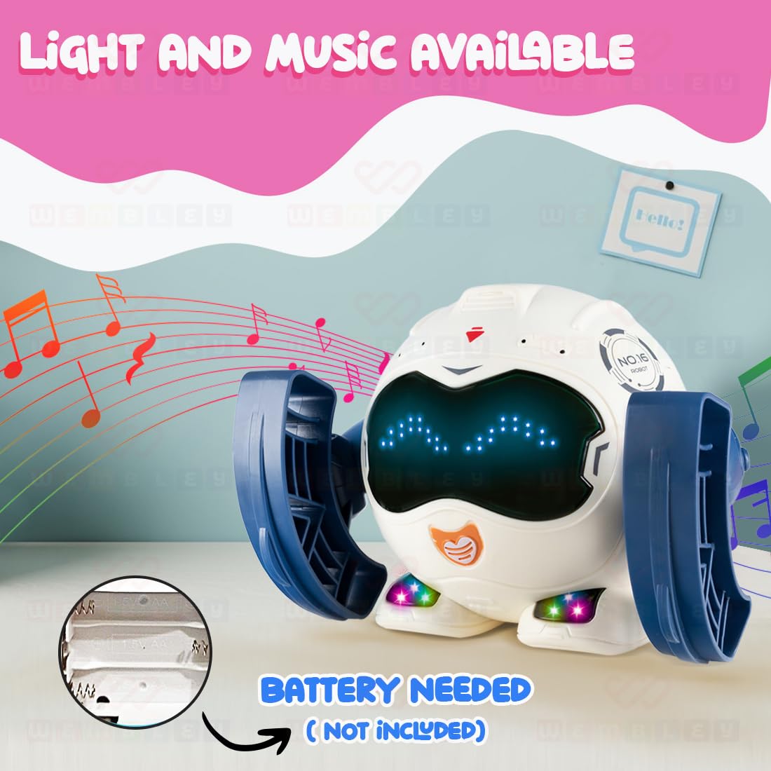 Wembley Tumbling Rolling Robot Toy for Kids Baby 2 3 4 5+ Clap to Dance Rotates
