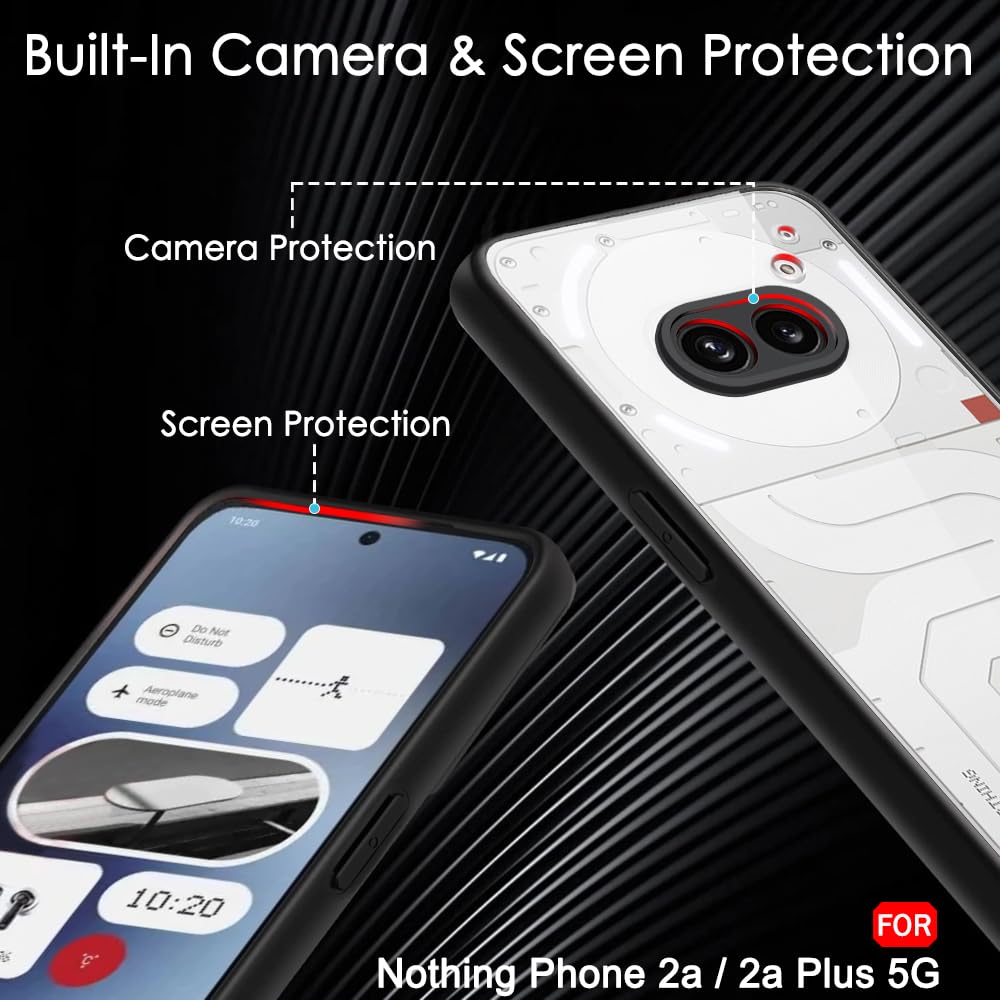 Protect Ultra-Hybrid Shockproof Back Cover Case for Nothing Phone 2a Plus | Camera Protection Bump | Hard Back Cover for Nothing Phone 2A (PC & TPU, Crystal Clear Back, Black Sides)
