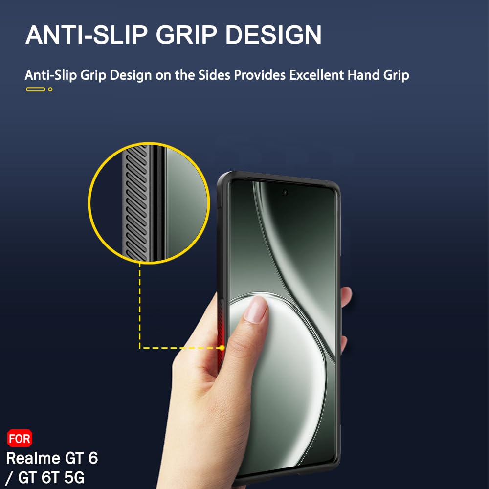 Protect Liquid Silicon Back Cover Case for Realme GT 6 / GT 6T 5G | Shockproof Military Grade Protection | Micro-Fibre Cloth On Inner Side | Anti-Slip Grip Realme GT 6T 5G Back Case