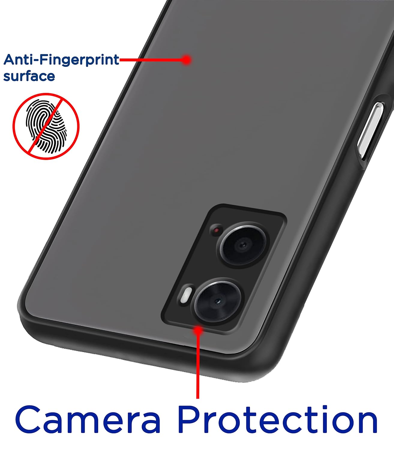 Protect Oppo A76 / Oppo A96 / Oppo A36 Back Cover | Hybrid Smoked Back | Full Camera Protection | Raised Edges | Super Soft-Touch | Bumper Case
